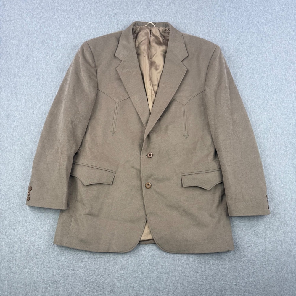 Circle S Blazer Mens 44R Tan Faux Suede Yoke Sport Coat Western Cowboy Ranch USA